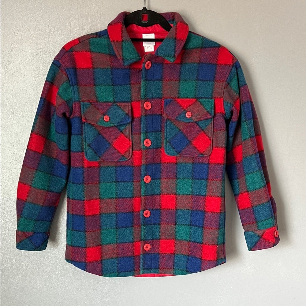 Hanna Andersson Girls Red Plaid Button Down Flannel Jacket Shacket 12